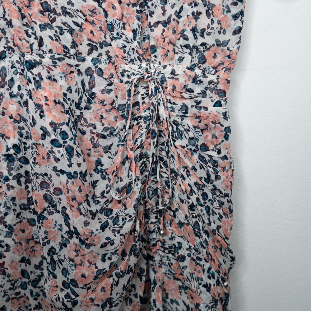Veronica Beard Dakota Dress Gardenia Floral Print Ruched Mini Silk N14 - Picture 6 of 9